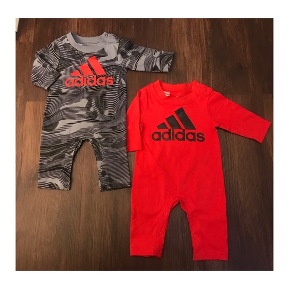 TWO ADIDAS BABY LONG SLEEVE 2 PIECE SET COVERALLS SIZE 3 MONTHS - Picture 4 of 5